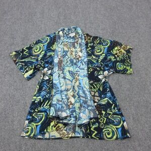 Chico's Kimono Blouse Womens 3 Multicolor Geometric Short Sleeve Travelers Top